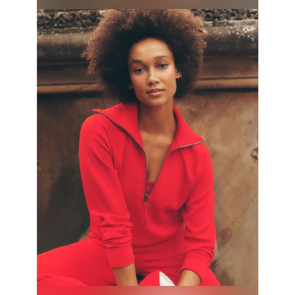 SPANX Red AirEssentials Half Zip Sweatshirt size medium S3